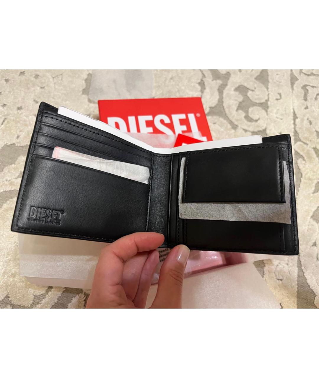 DIESEL Черный кожаный кошелек, фото 6