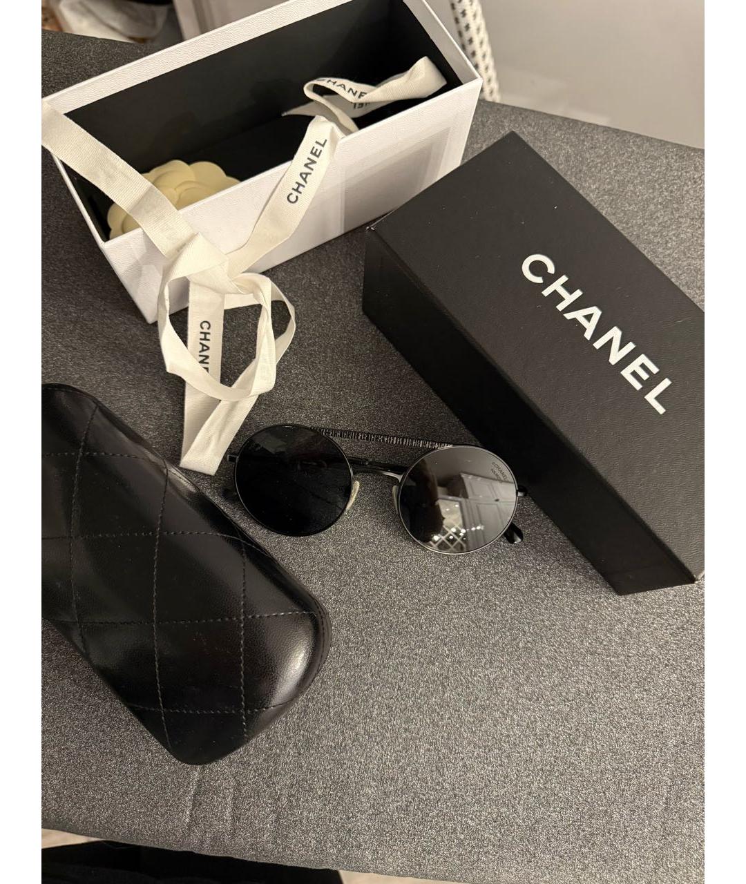 CHANEL Черные металлические солнцезащитные очки, фото 6