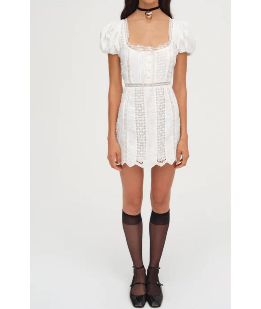 FOR LOVE AND LEMONS Белое хлопковое повседневное платье, фото 5