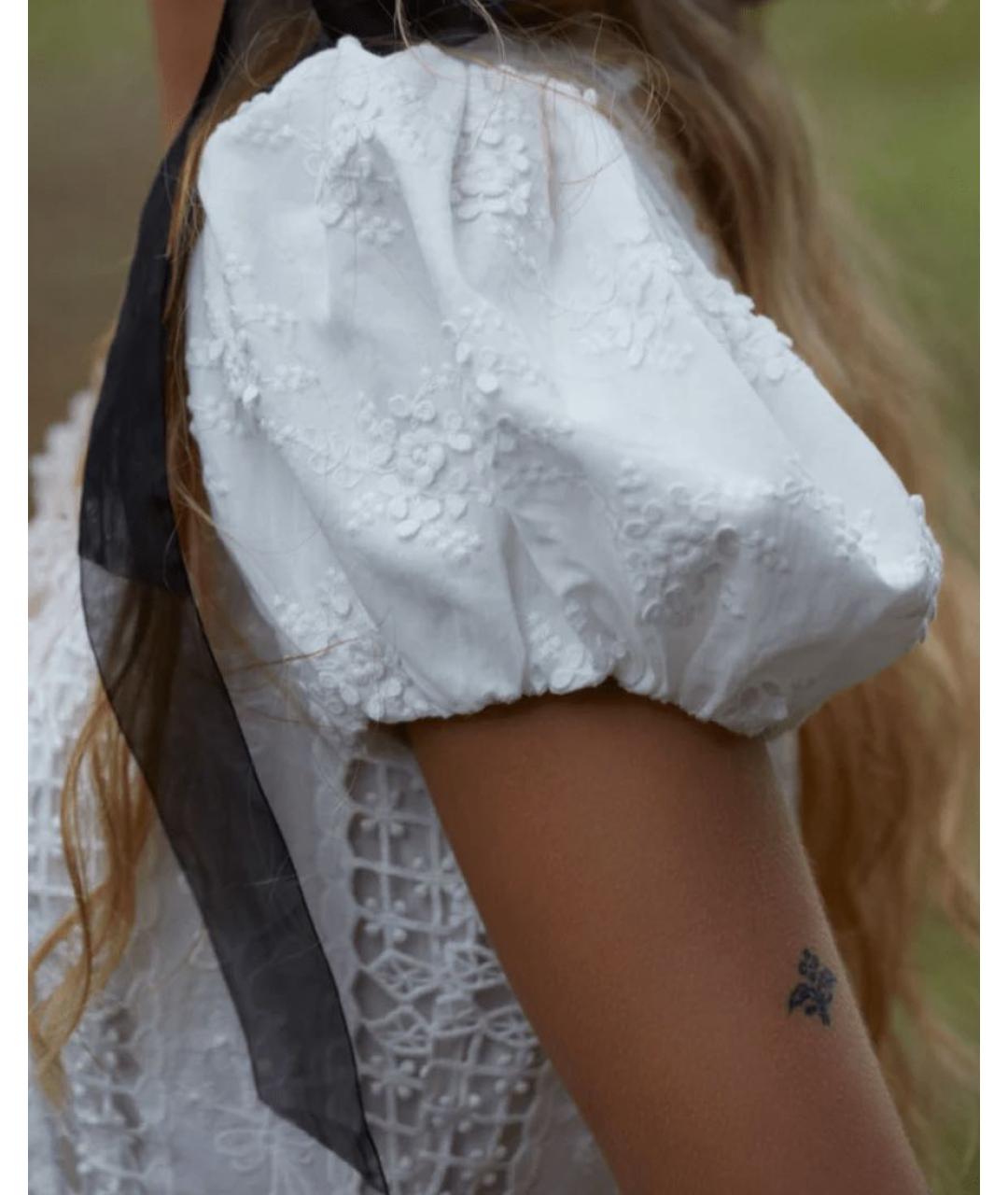 FOR LOVE AND LEMONS Белое хлопковое повседневное платье, фото 6