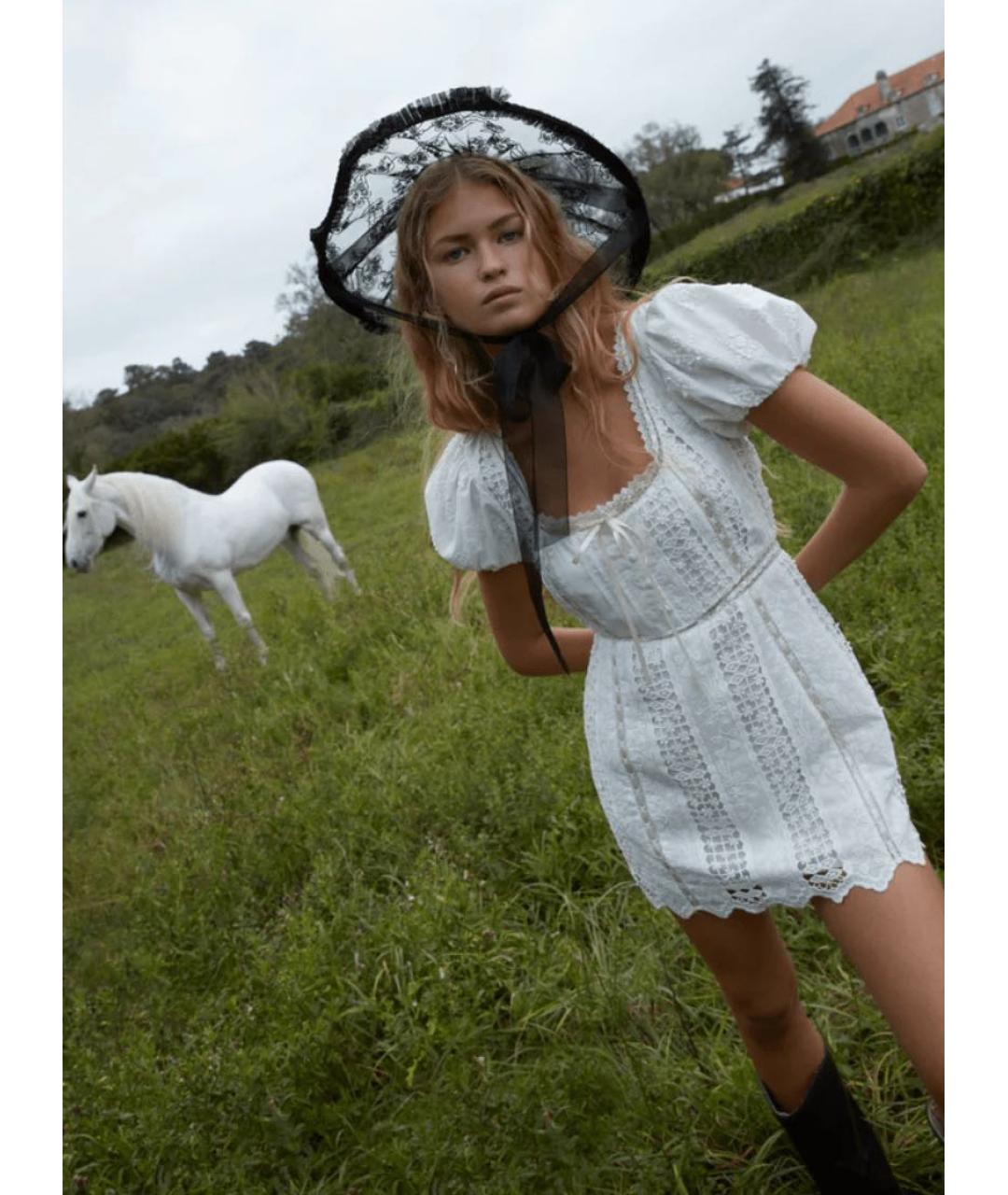 FOR LOVE AND LEMONS Белое хлопковое повседневное платье, фото 4