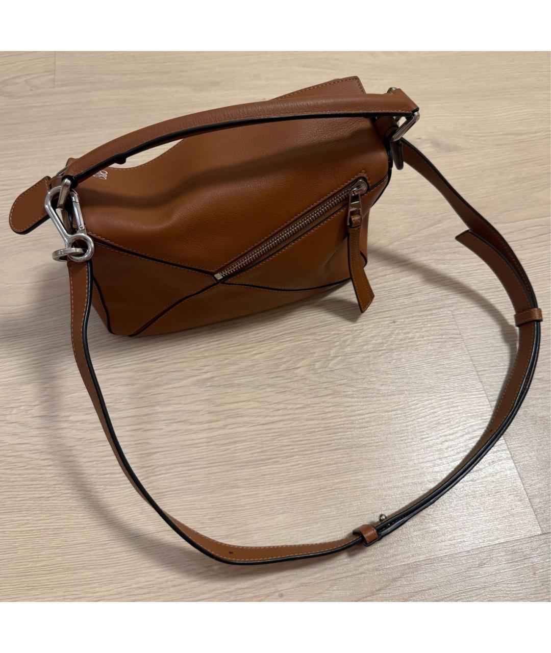 LOEWE Коричневая кожаная сумка через плечо, фото 3