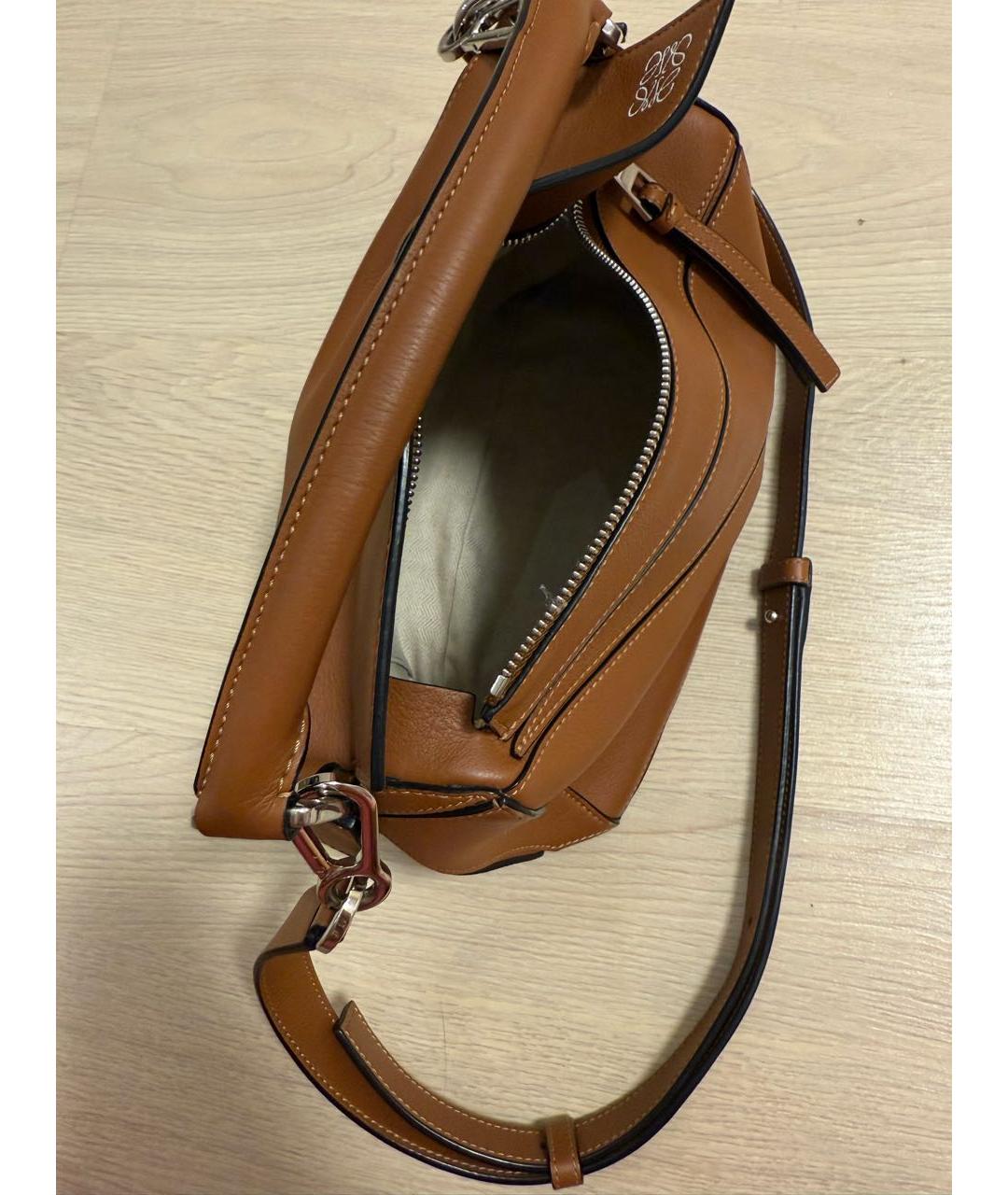 LOEWE Коричневая кожаная сумка через плечо, фото 4