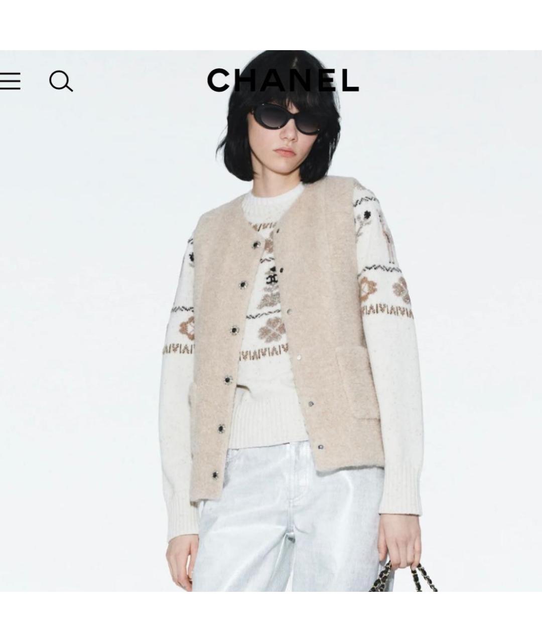 CHANEL Бежевый шерстяной джемпер / свитер, фото 3