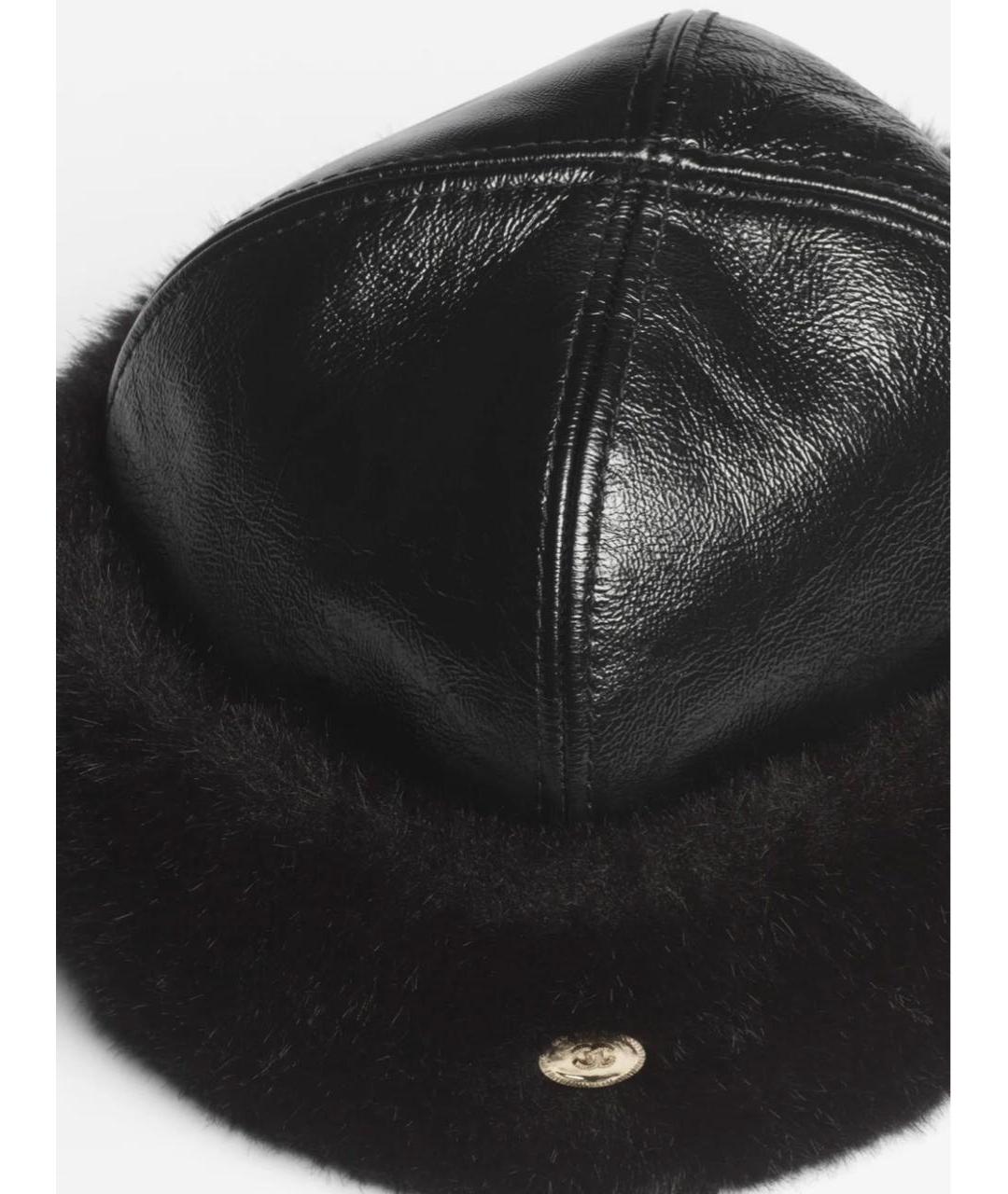 CHANEL Черная кожаная шапка, фото 4