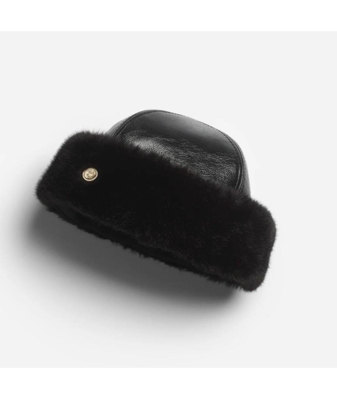 CHANEL Черная кожаная шапка, фото 5