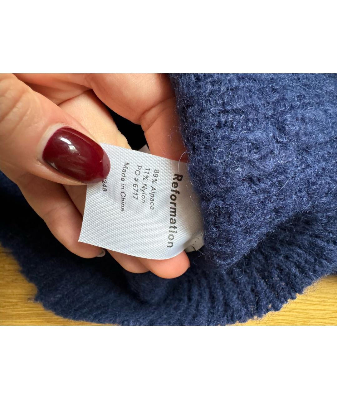 REFORMATION Темно-синий шерстяной джемпер / свитер, фото 4