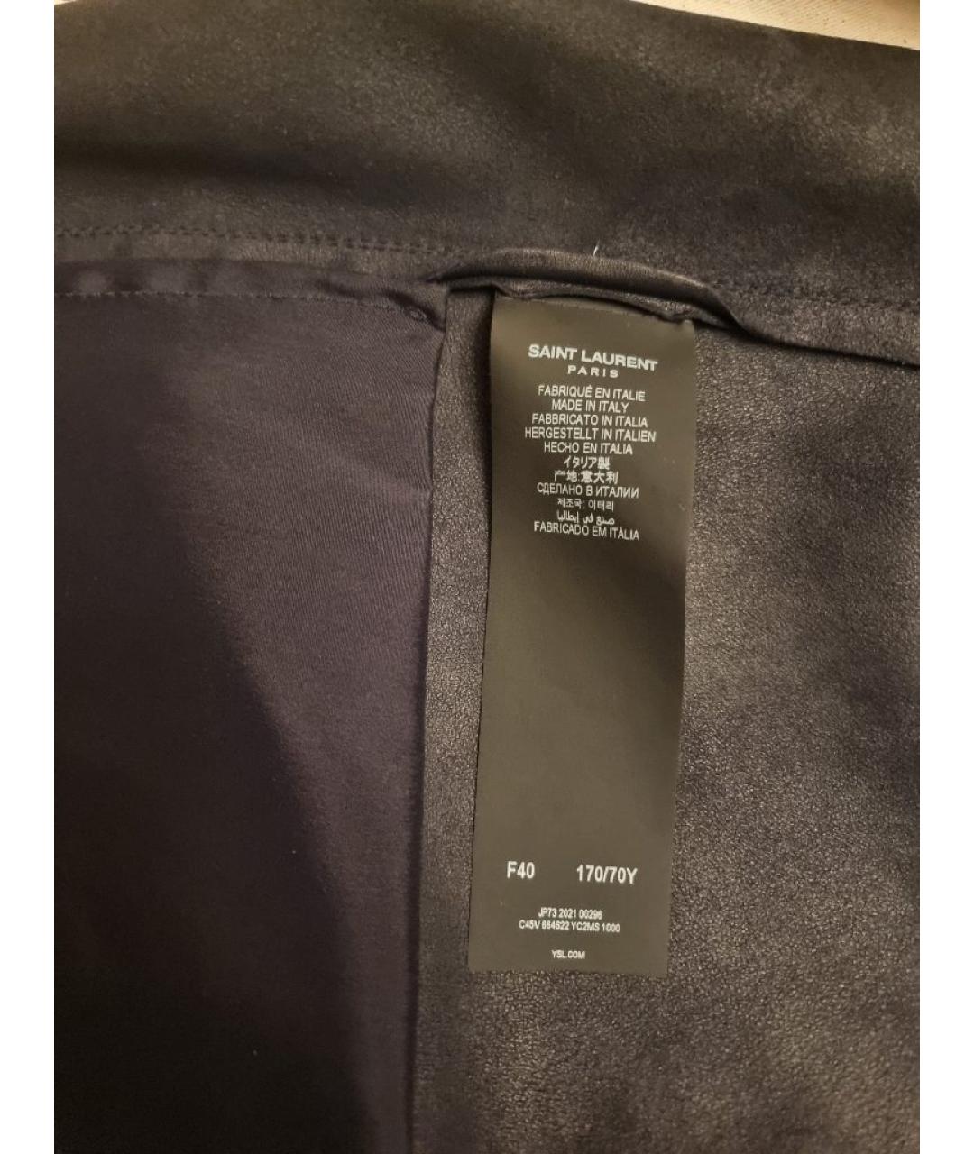 SAINT LAURENT Черные кожаные брюки узкие, фото 5