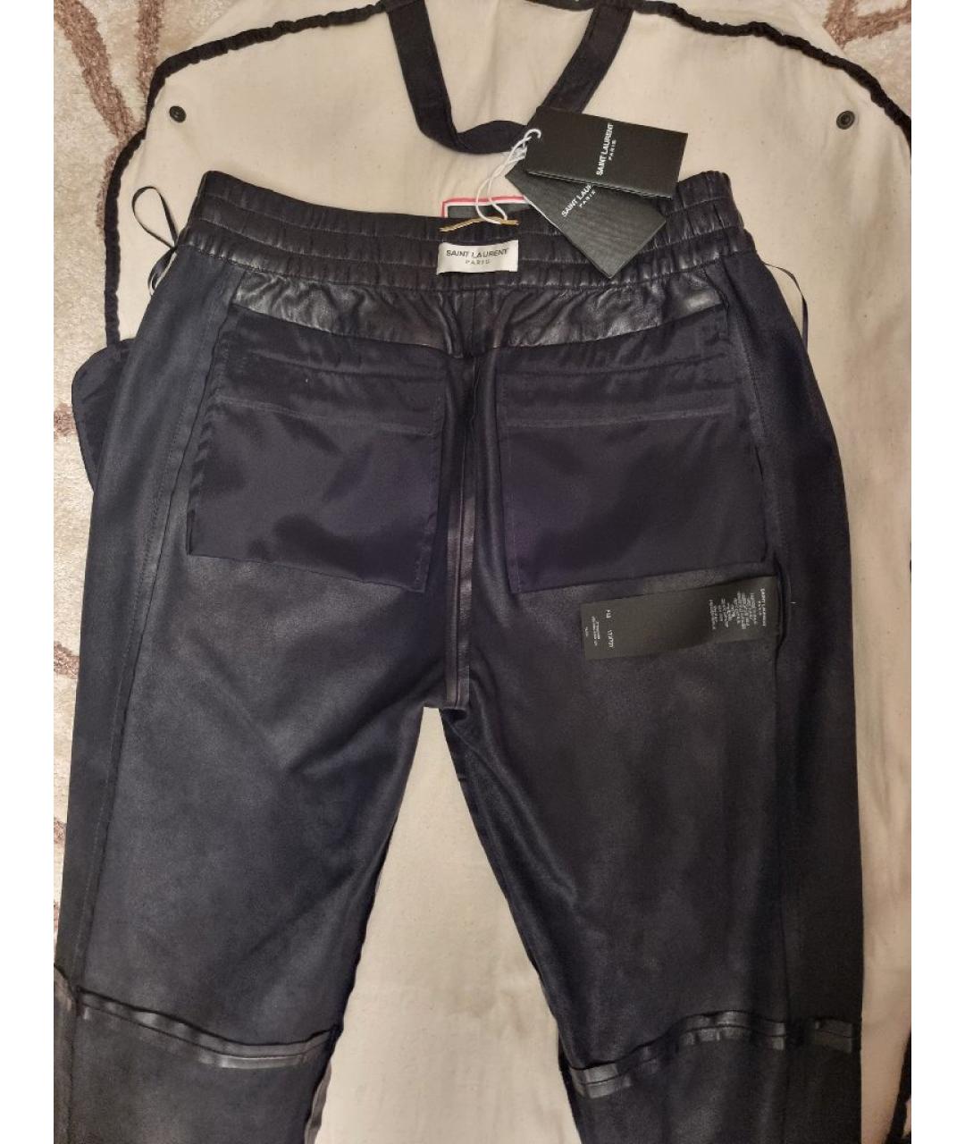 SAINT LAURENT Черные кожаные брюки узкие, фото 3