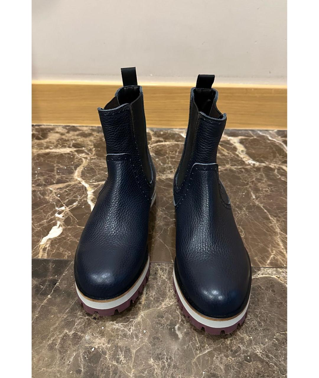 POLLINI Синие кожаные полусапоги, фото 2