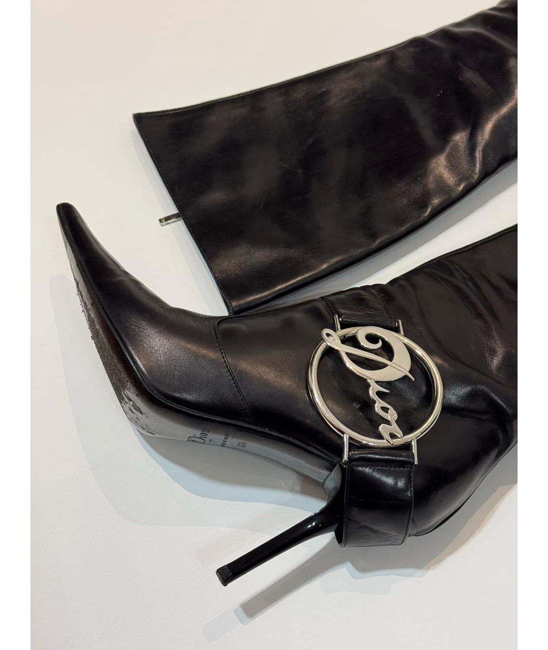 CHRISTIAN DIOR Черные кожаные сапоги, фото 6