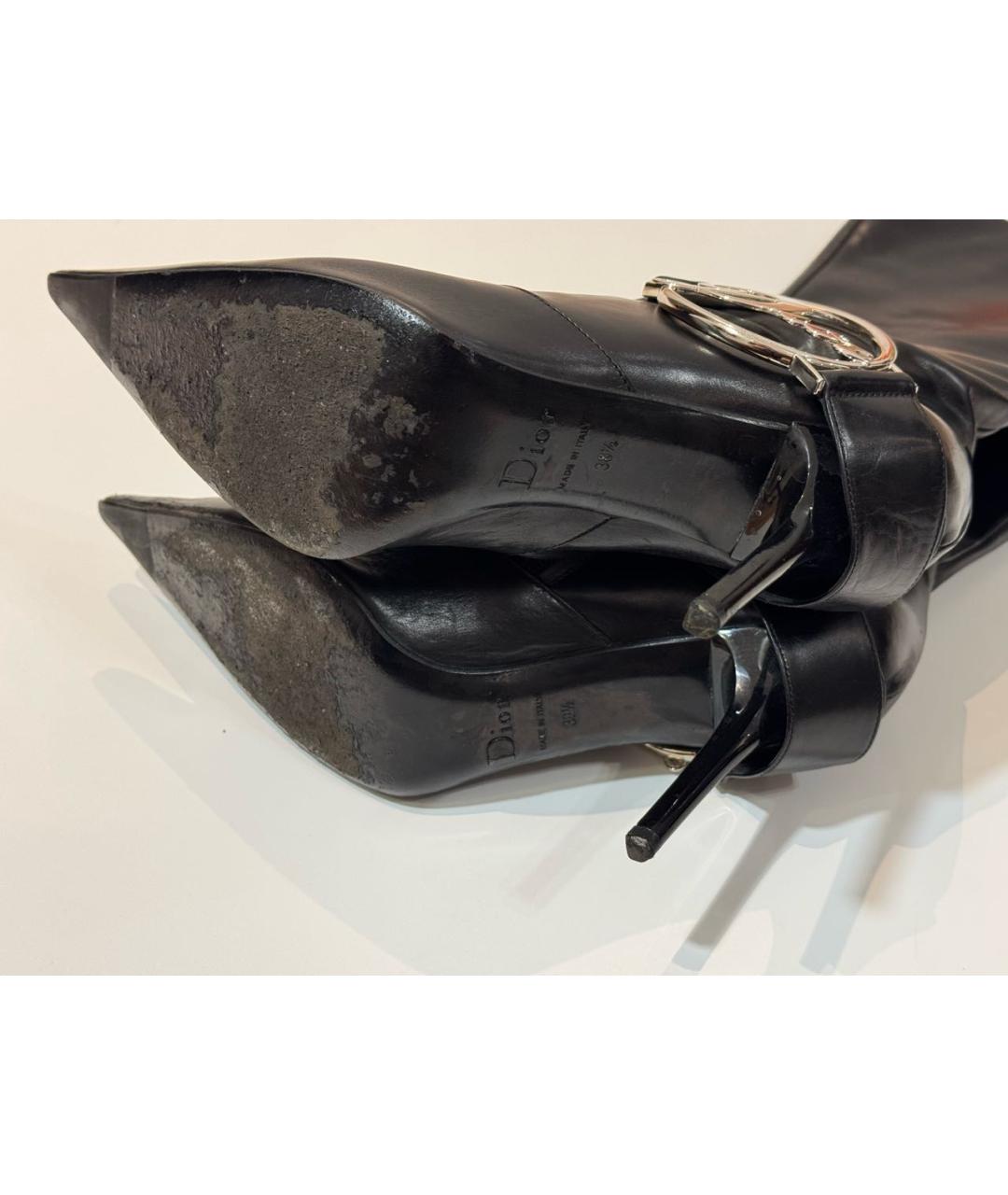 CHRISTIAN DIOR Черные кожаные сапоги, фото 5