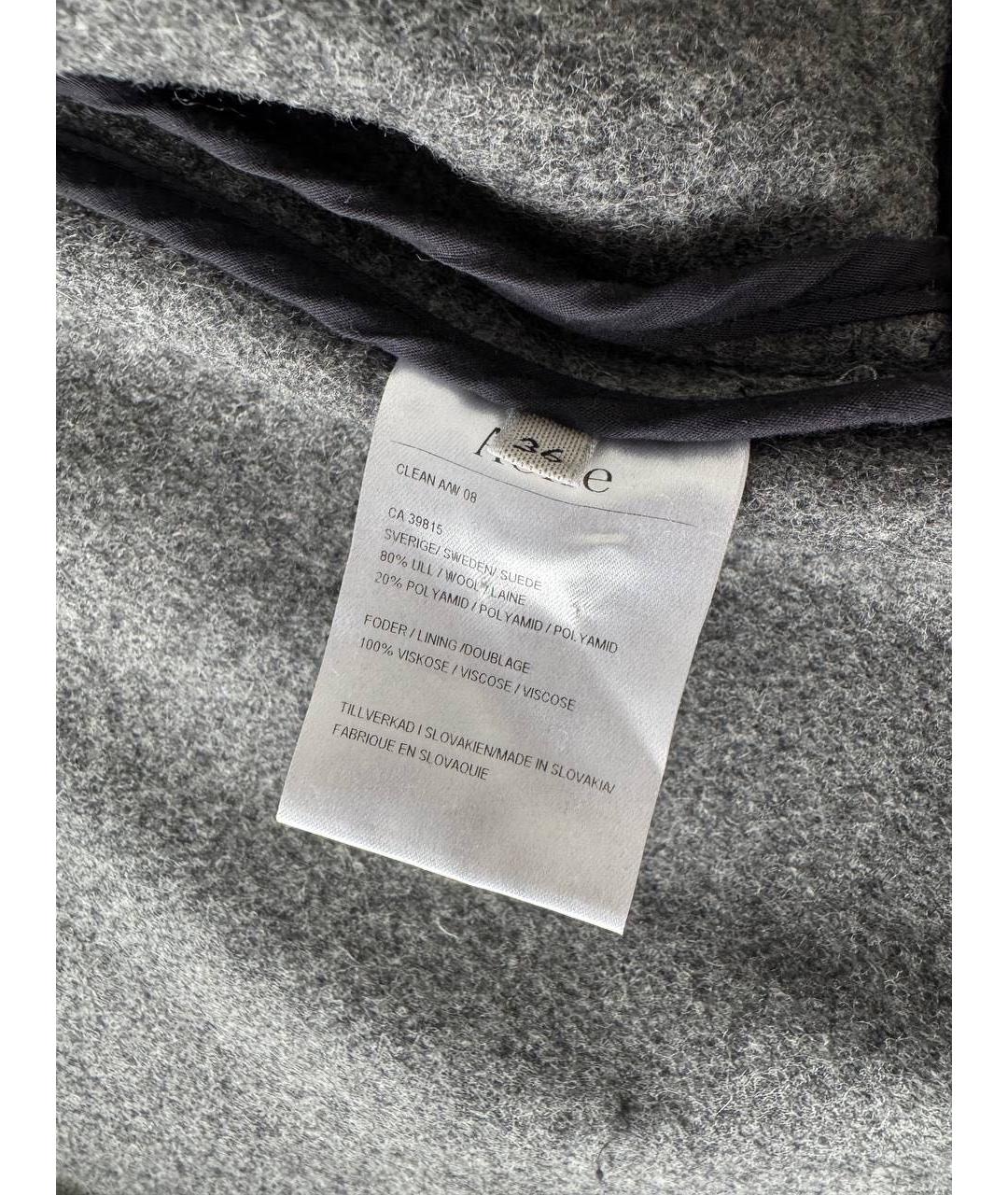 ACNE STUDIOS Серое шерстяное пальто, фото 4
