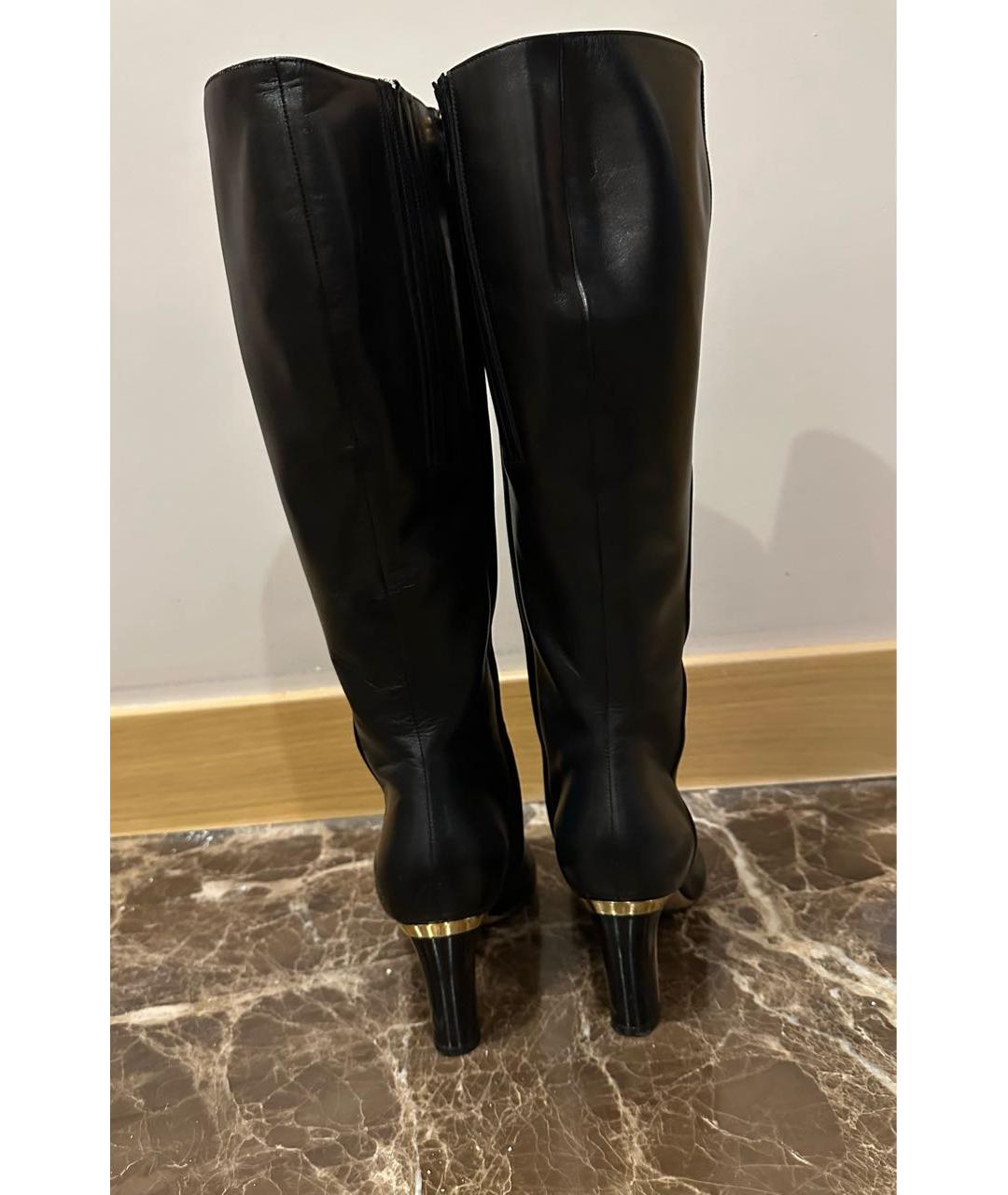 FERRAGAMO Черные кожаные сапоги, фото 3