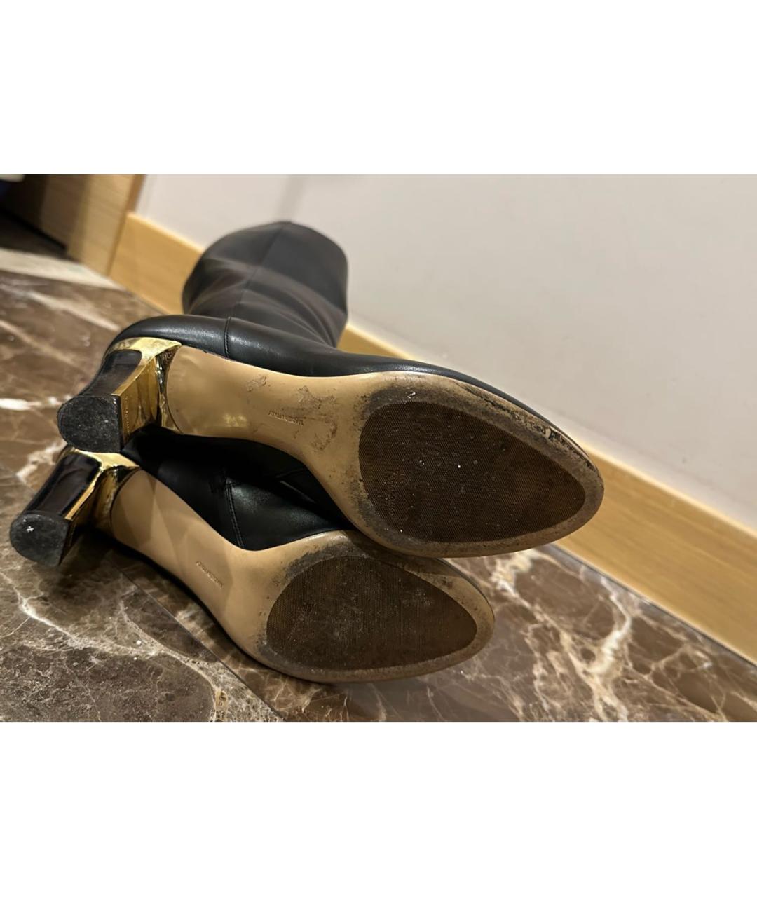 FERRAGAMO Черные кожаные сапоги, фото 4