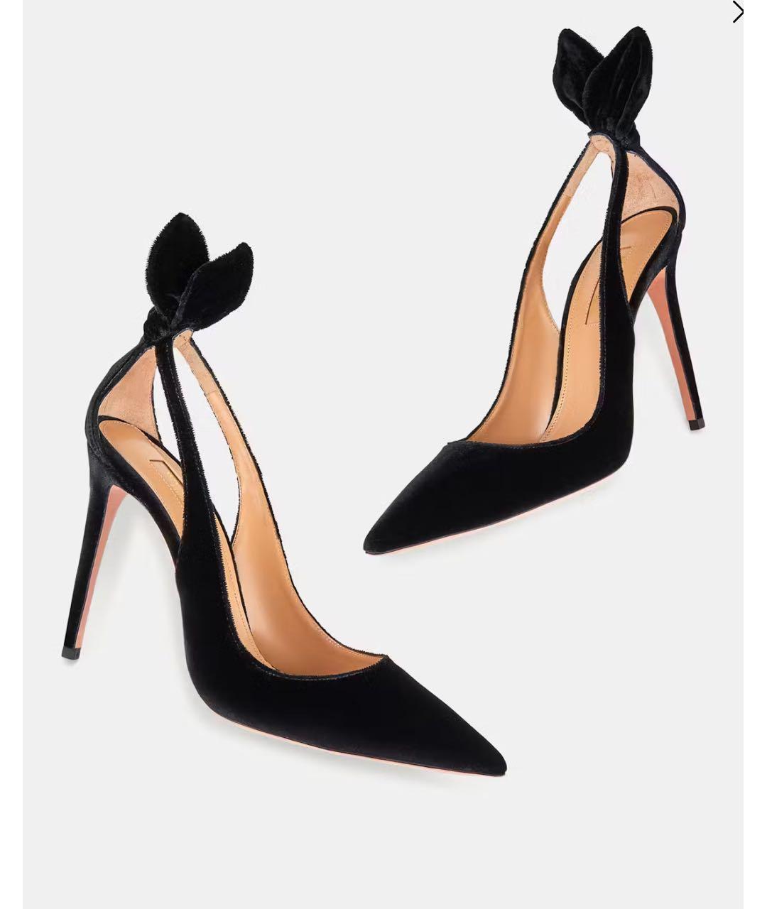 AQUAZZURA Черные бархатные туфли, фото 6