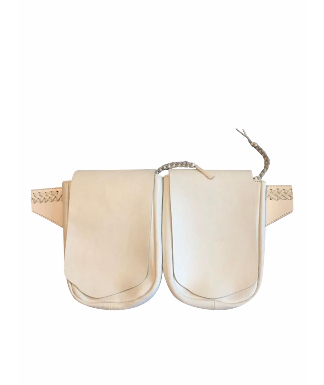 YOHJI YAMAMOTO Белая кожаная поясная сумка, фото 1