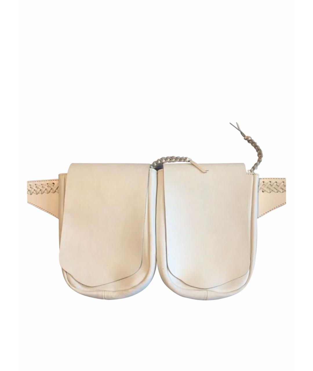 YOHJI YAMAMOTO Белая кожаная поясная сумка, фото 5