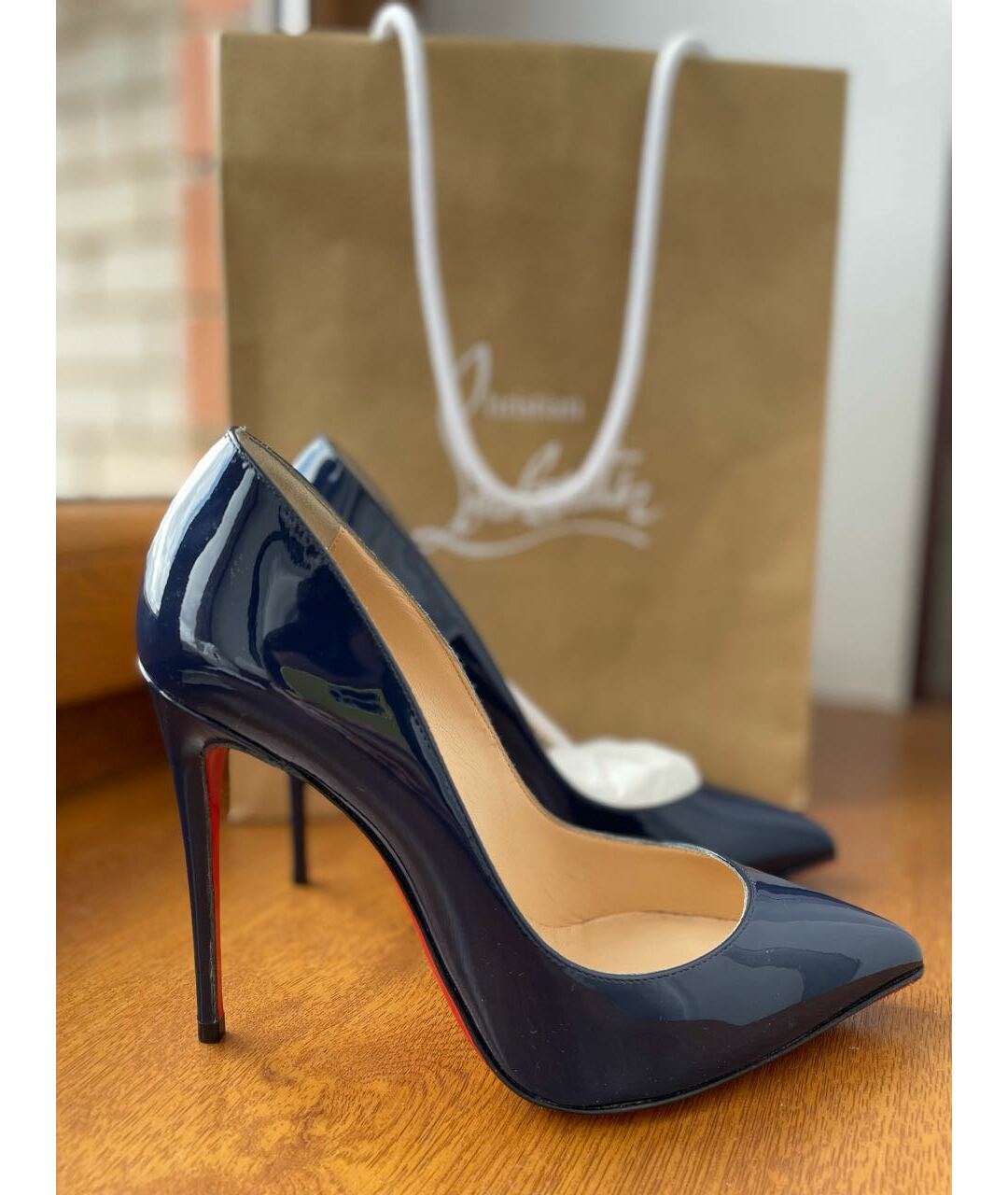 CHRISTIAN LOUBOUTIN Темно-синие туфли из лакированной кожи, фото 9