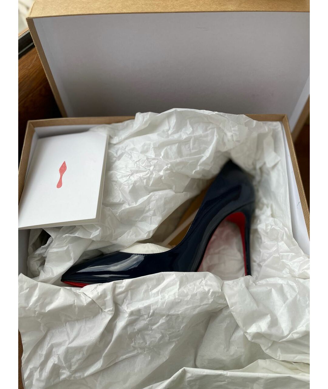 CHRISTIAN LOUBOUTIN Темно-синие туфли из лакированной кожи, фото 4