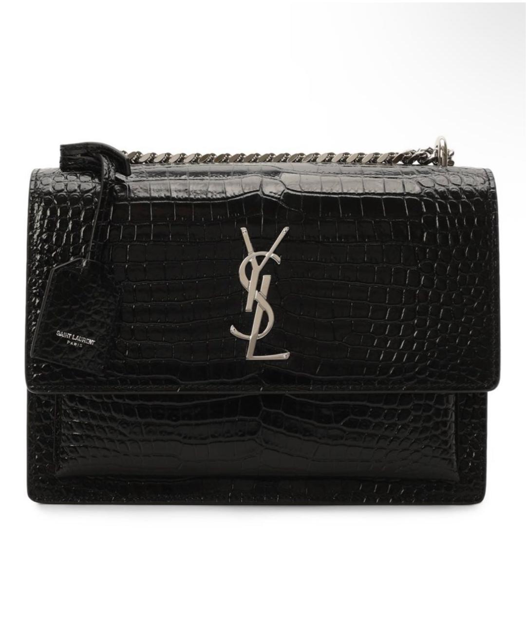 SAINT LAURENT Черная кожаная сумка тоут, фото 1