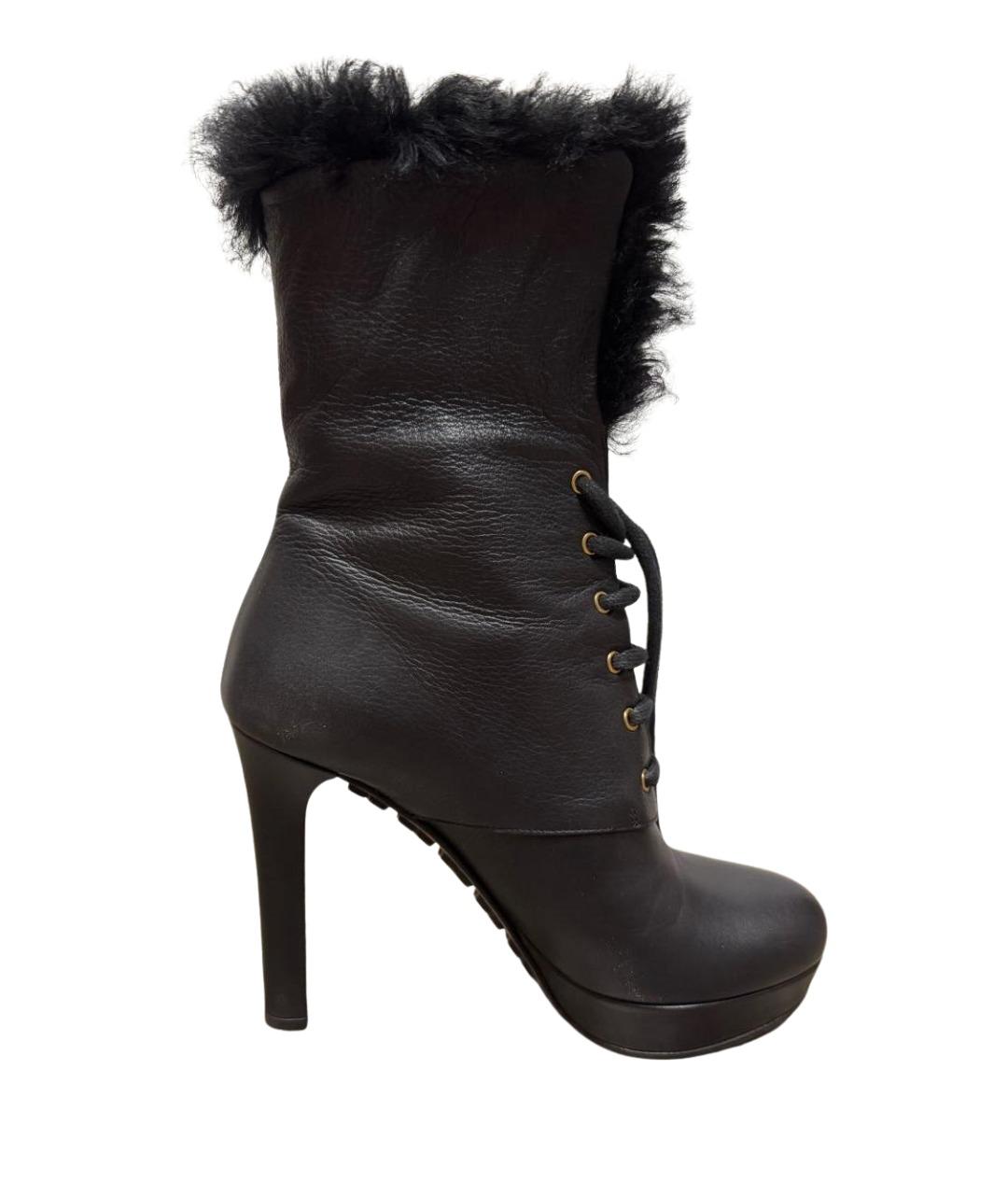 GUCCI Черные кожаные ботильоны, фото 1