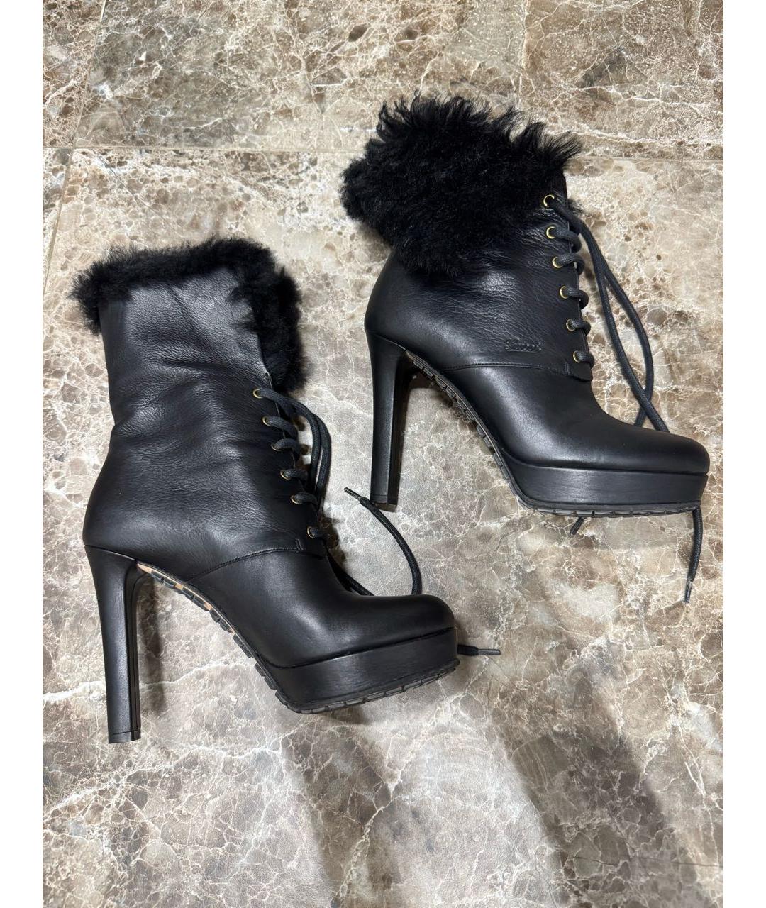 GUCCI Черные кожаные ботильоны, фото 6