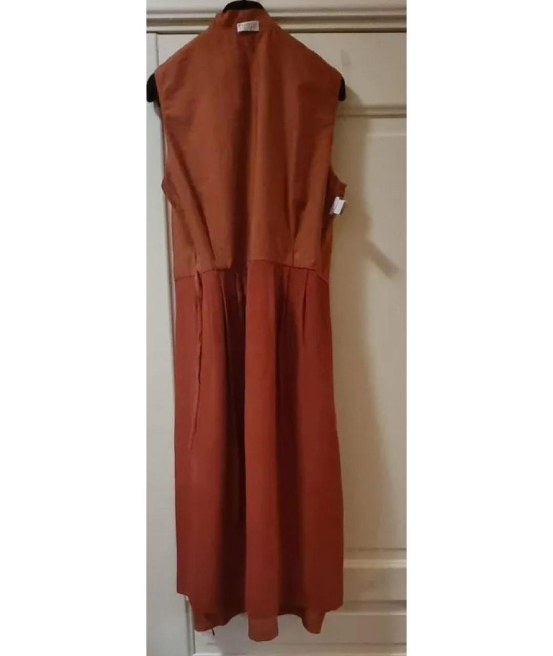 BRUNELLO CUCINELLI Коричневое хлопковое повседневное платье, фото 3