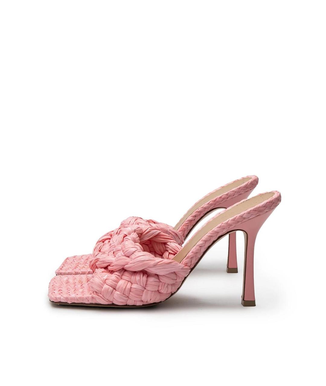BOTTEGA VENETA Розовые кожаные босоножки, фото 5