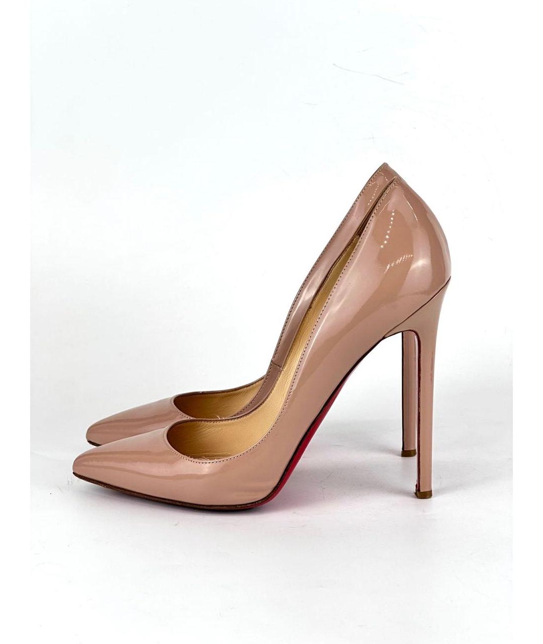 CHRISTIAN LOUBOUTIN Бежевые туфли из лакированной кожи, фото 6