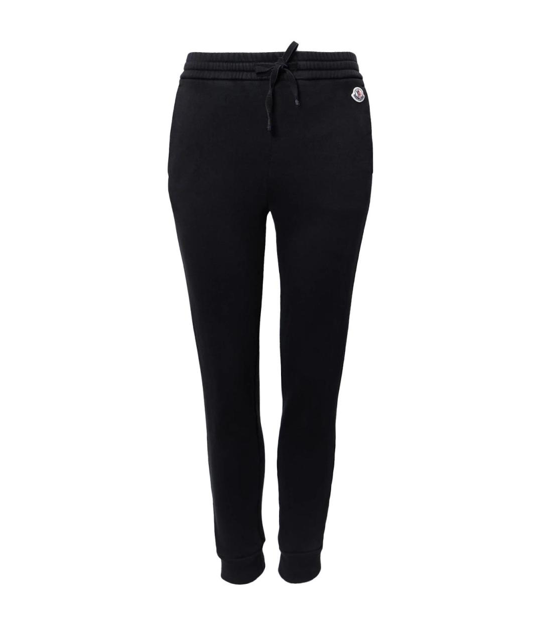 MONCLER Черные хлопковые прямые брюки, фото 1