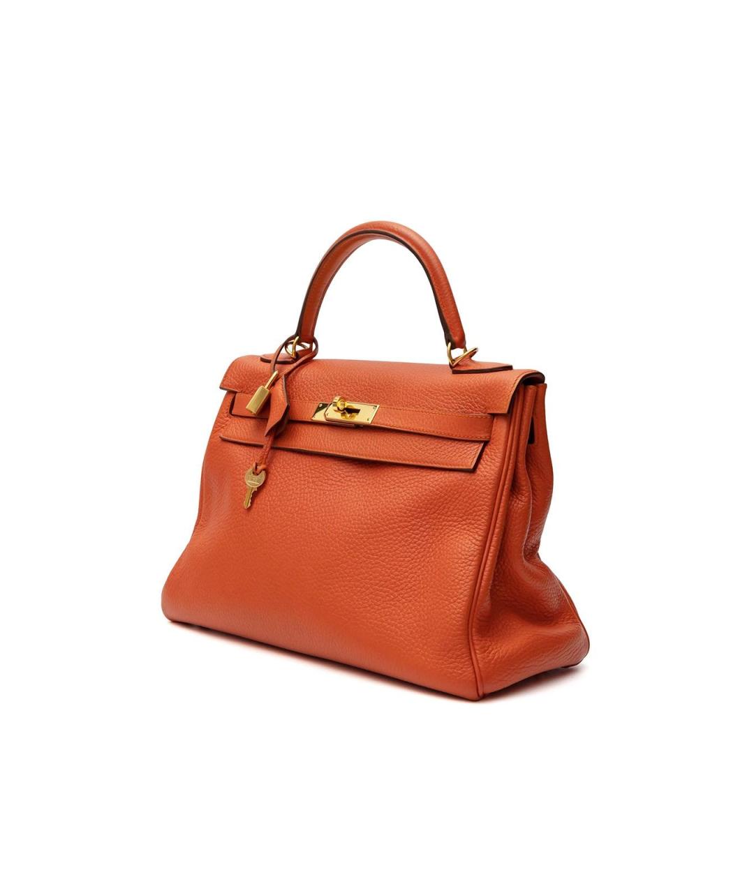 HERMES Оранжевая кожаная сумка тоут, фото 2