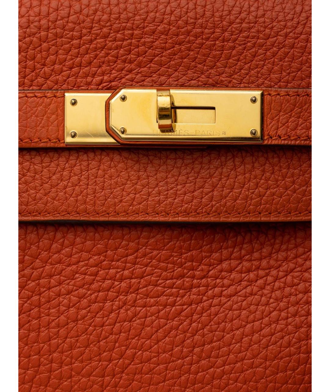 HERMES Оранжевая кожаная сумка тоут, фото 5