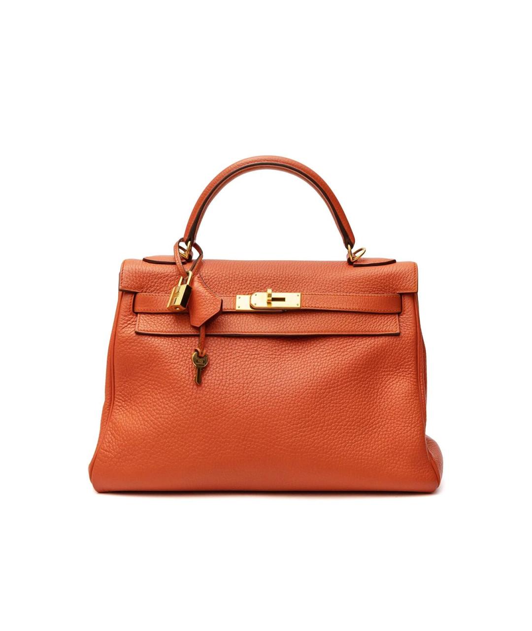 HERMES Оранжевая кожаная сумка тоут, фото 1