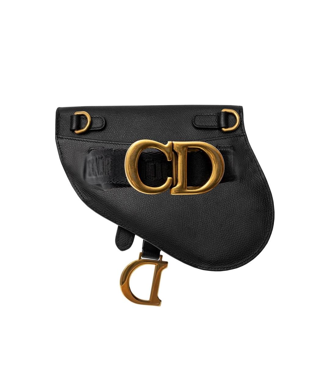 CHRISTIAN DIOR Черная кожаная поясная сумка, фото 4