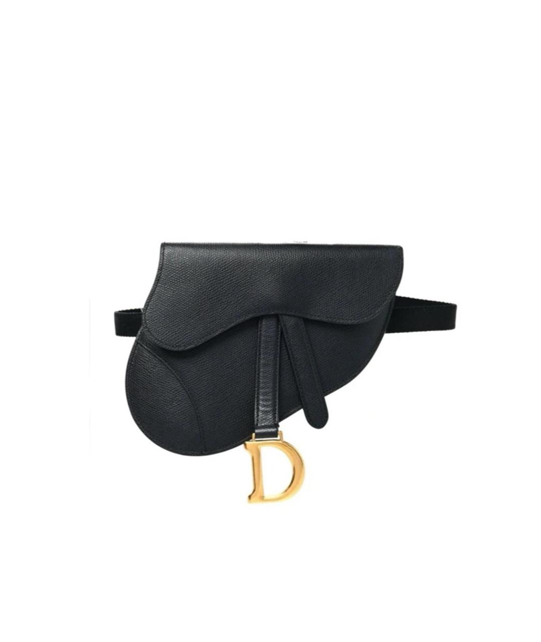 CHRISTIAN DIOR Черная кожаная поясная сумка, фото 1