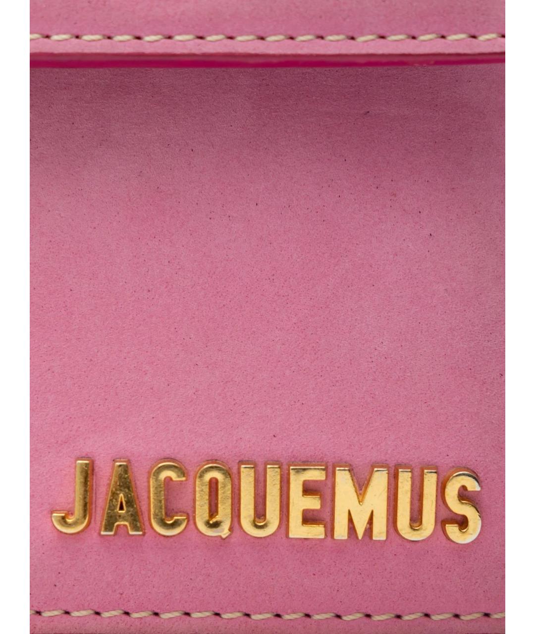 JACQUEMUS Розовая бархатная сумка через плечо, фото 5