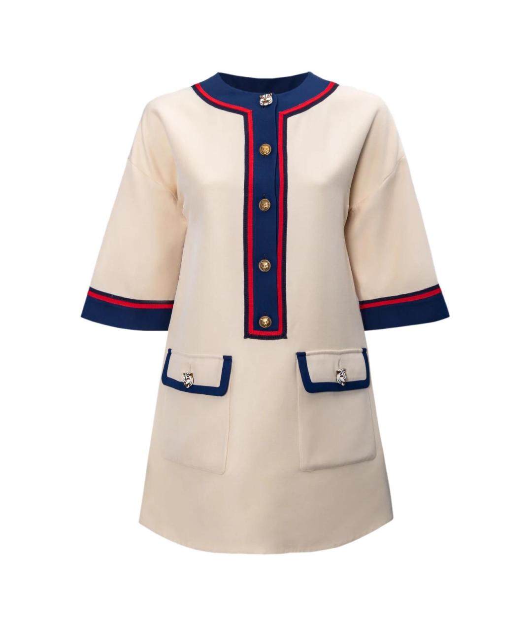 GUCCI Бежевое шерстяное повседневное платье, фото 1