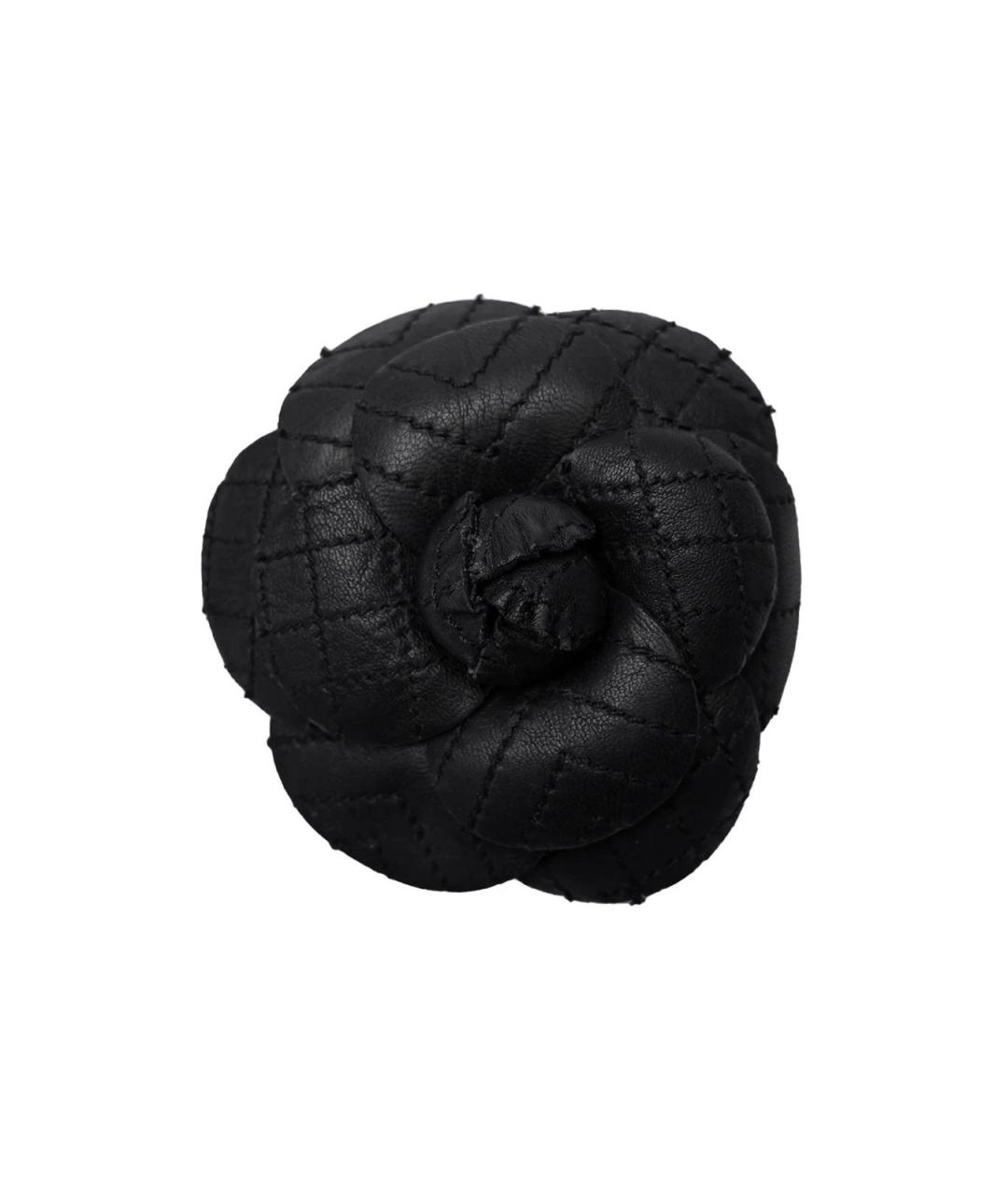 CHANEL Черная кожаная булавка / брошь, фото 1