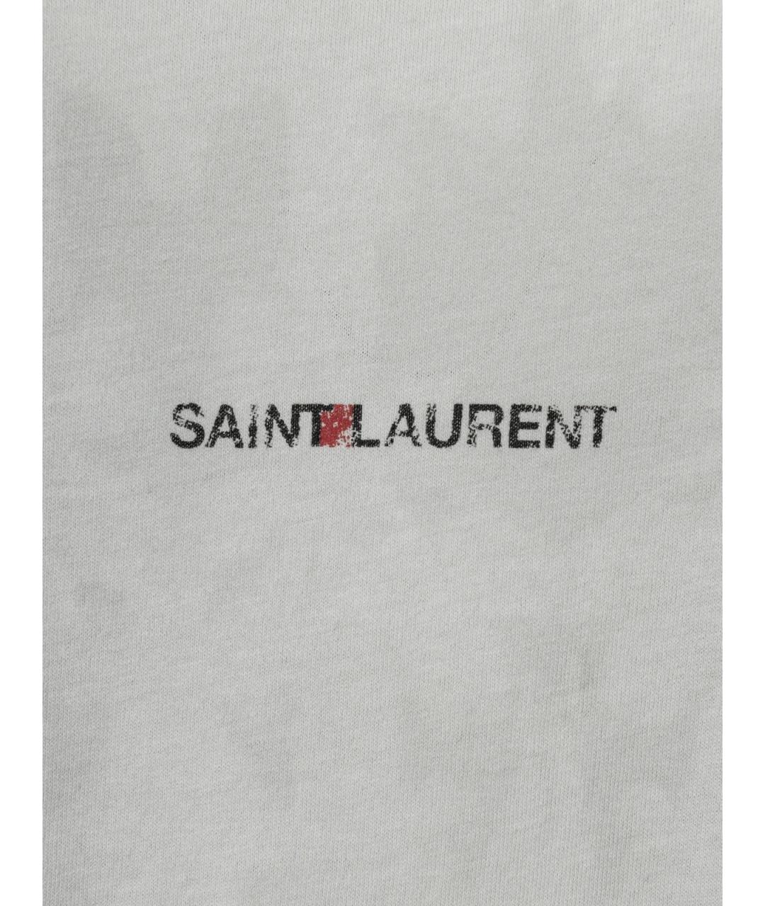 SAINT LAURENT Белая хлопковая футболка, фото 3