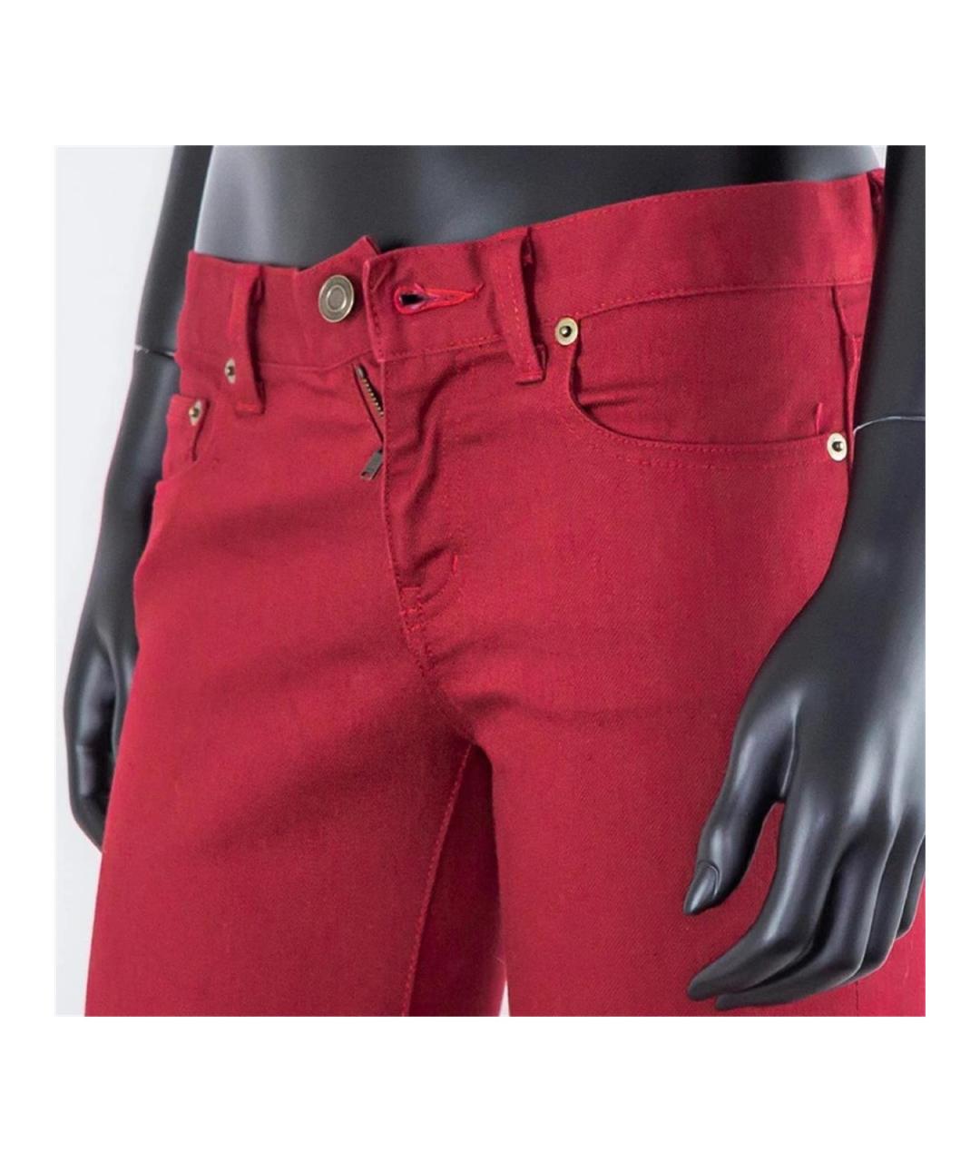 SAINT LAURENT Красные хлопковые прямые джинсы, фото 2