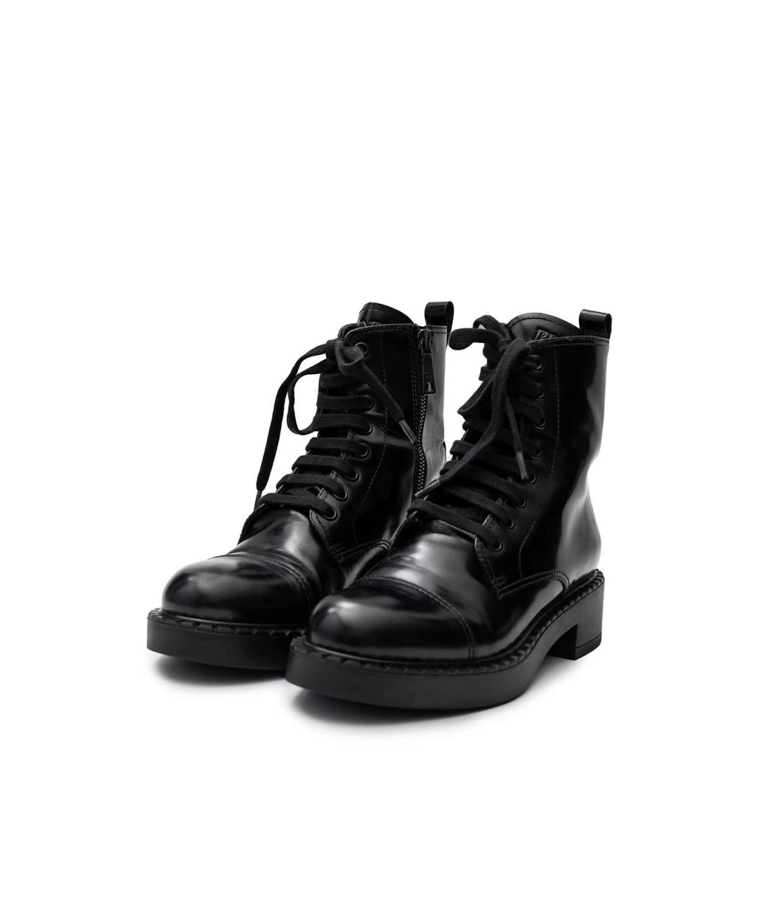 PRADA Черные кожаные ботинки, фото 2