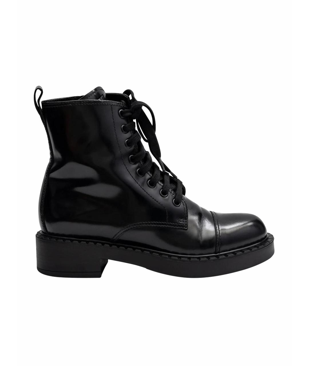 PRADA Черные кожаные ботинки, фото 1