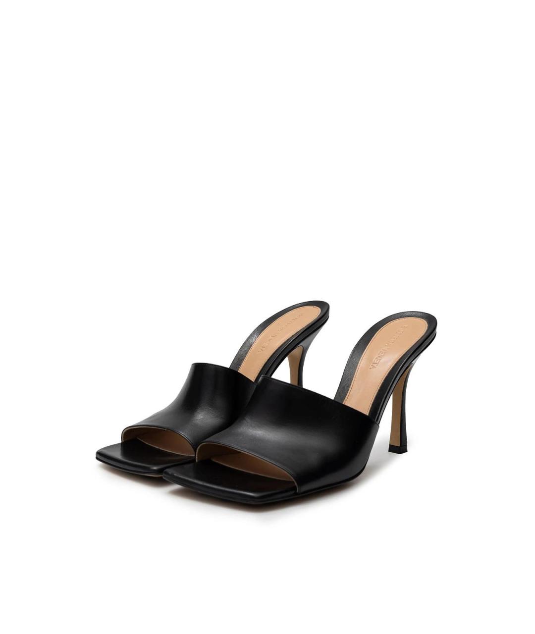 BOTTEGA VENETA Черные кожаные босоножки, фото 2