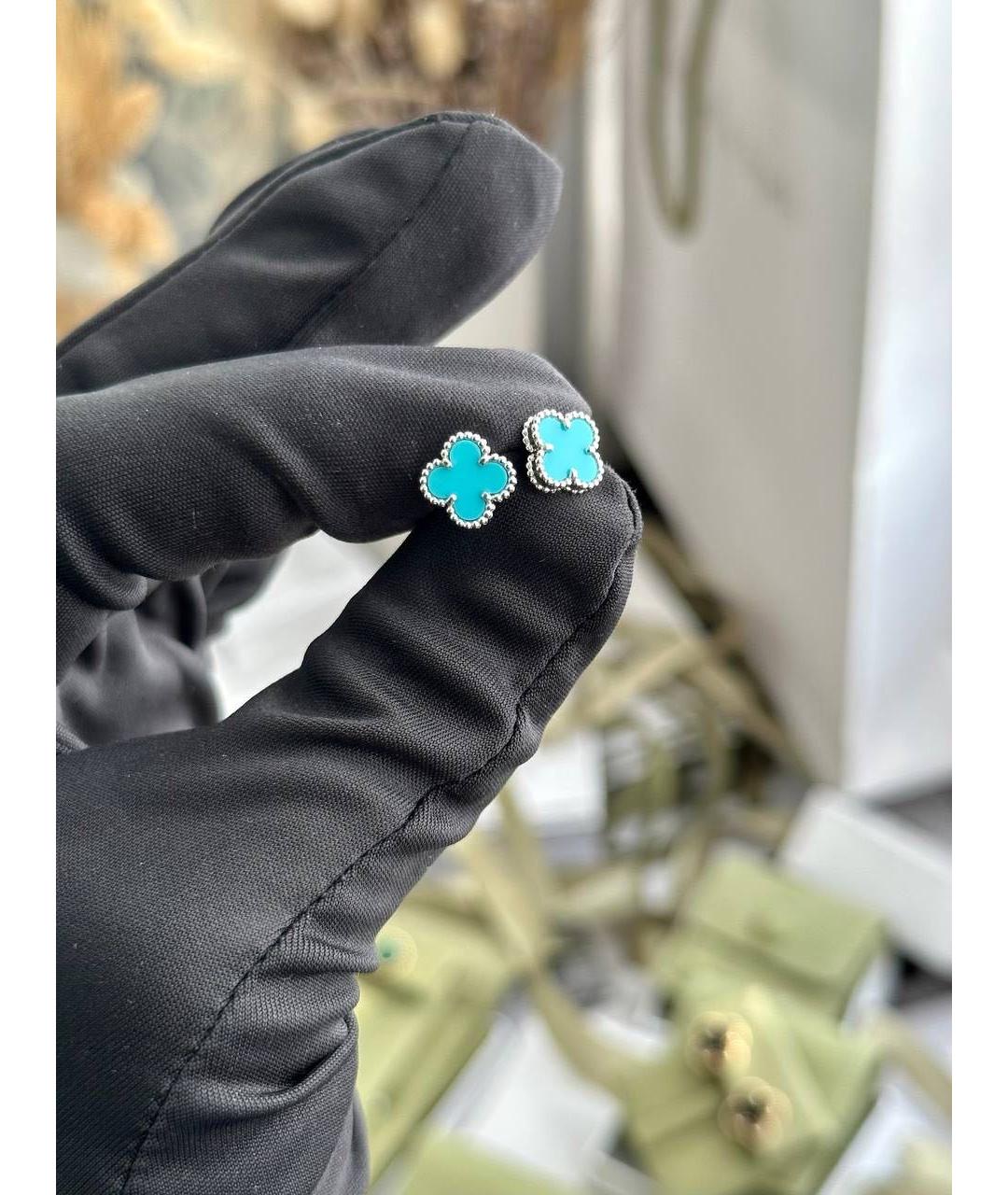 VAN CLEEF & ARPELS Бирюзовые серьги из белого золота, фото 6