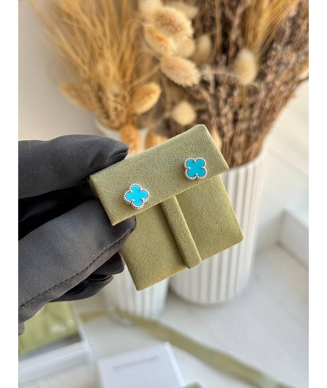 VAN CLEEF & ARPELS Бирюзовые серьги из белого золота, фото 2