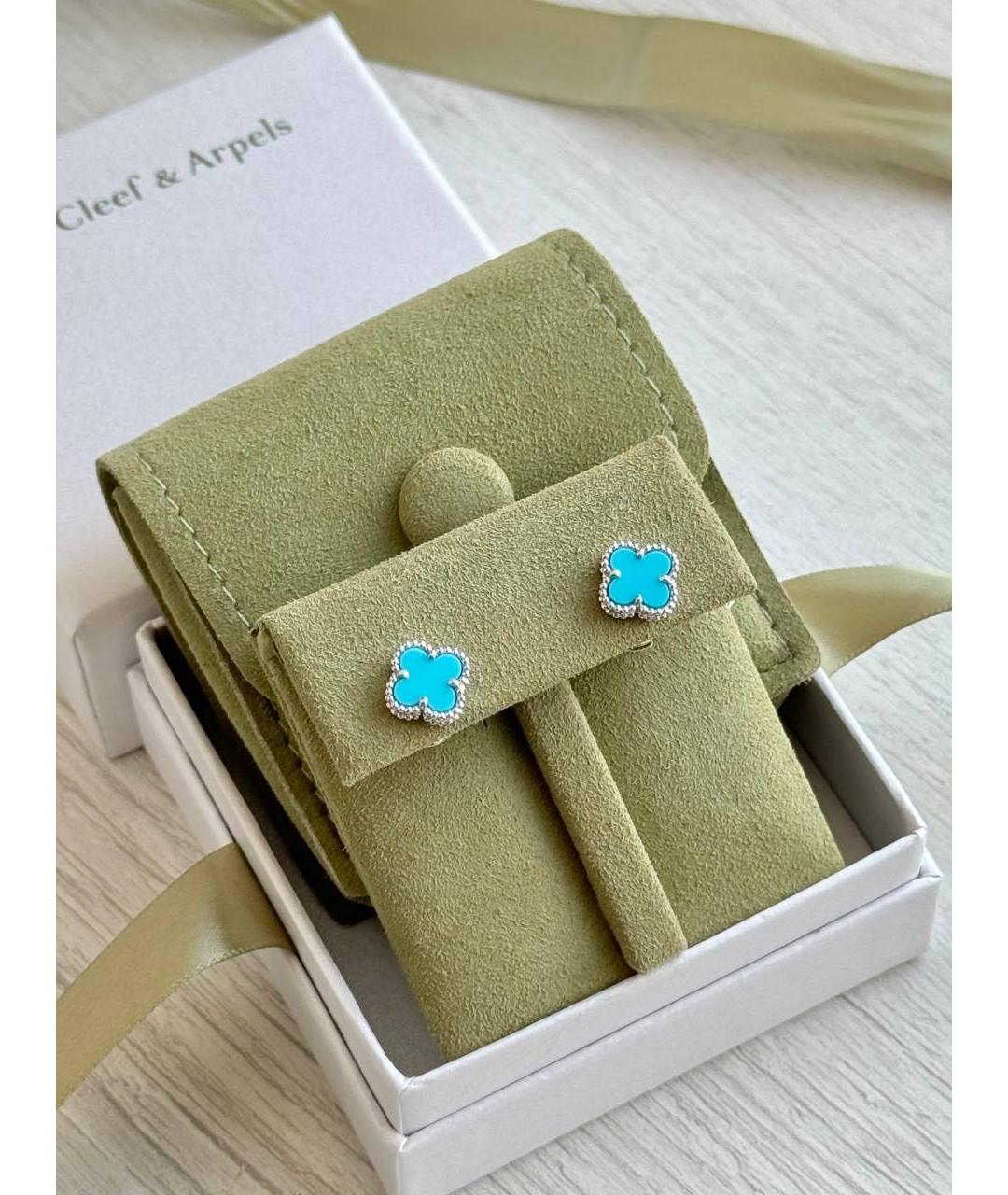 VAN CLEEF & ARPELS Бирюзовые серьги из белого золота, фото 3
