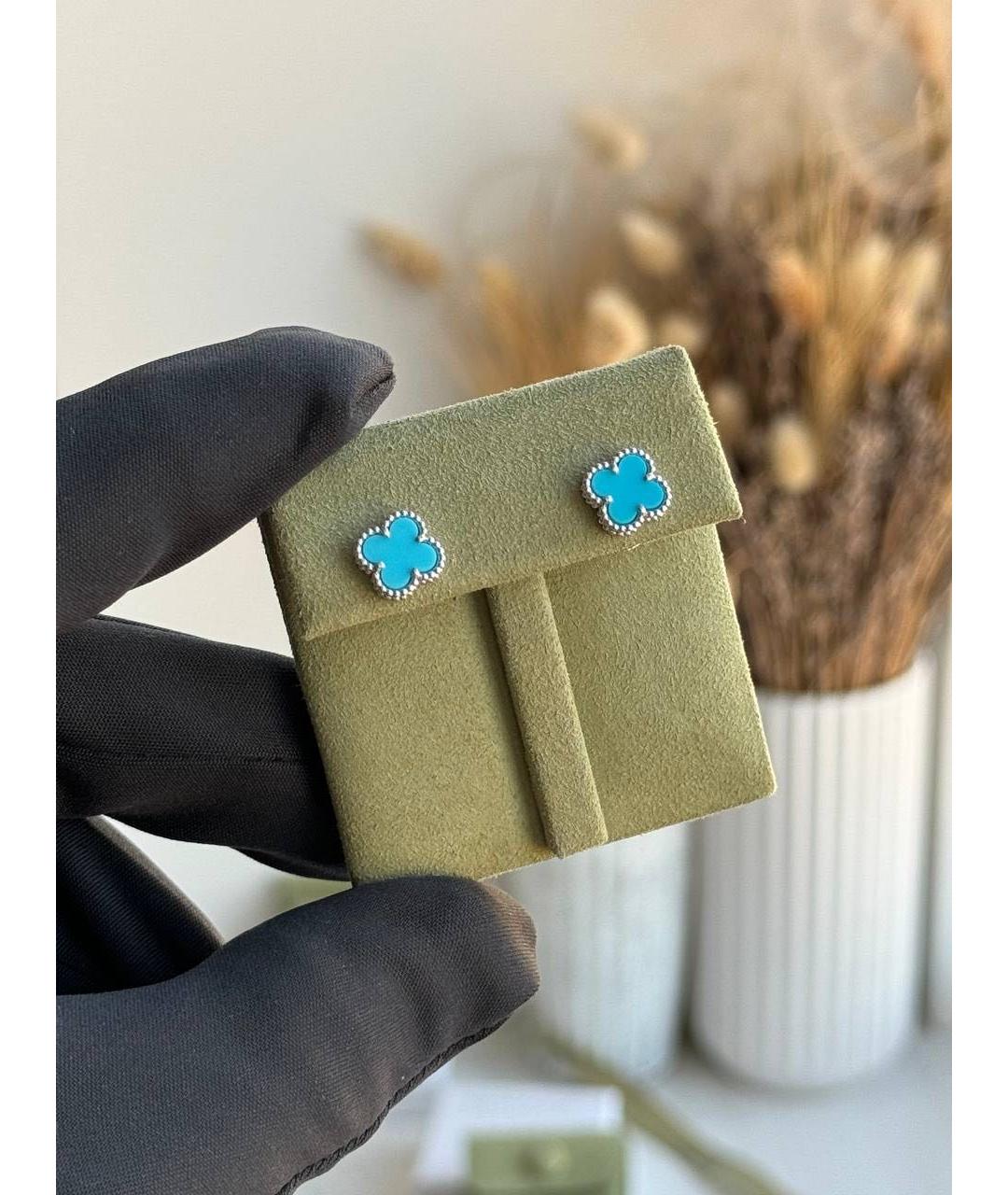VAN CLEEF & ARPELS Бирюзовые серьги из белого золота, фото 4