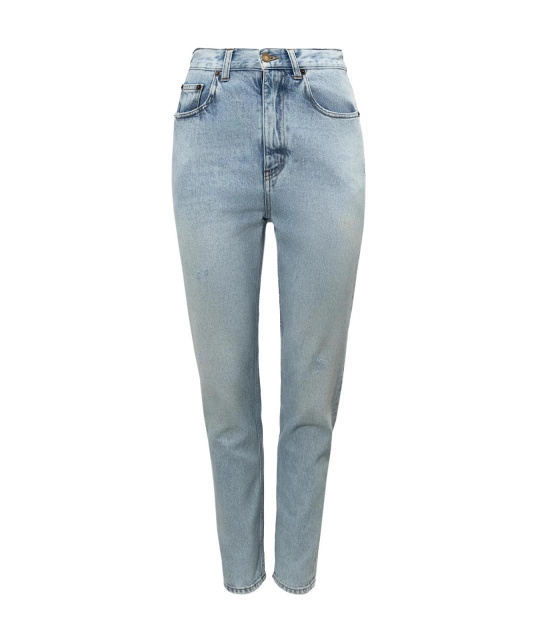 SAINT LAURENT Голубые хлопковые прямые джинсы, фото 1