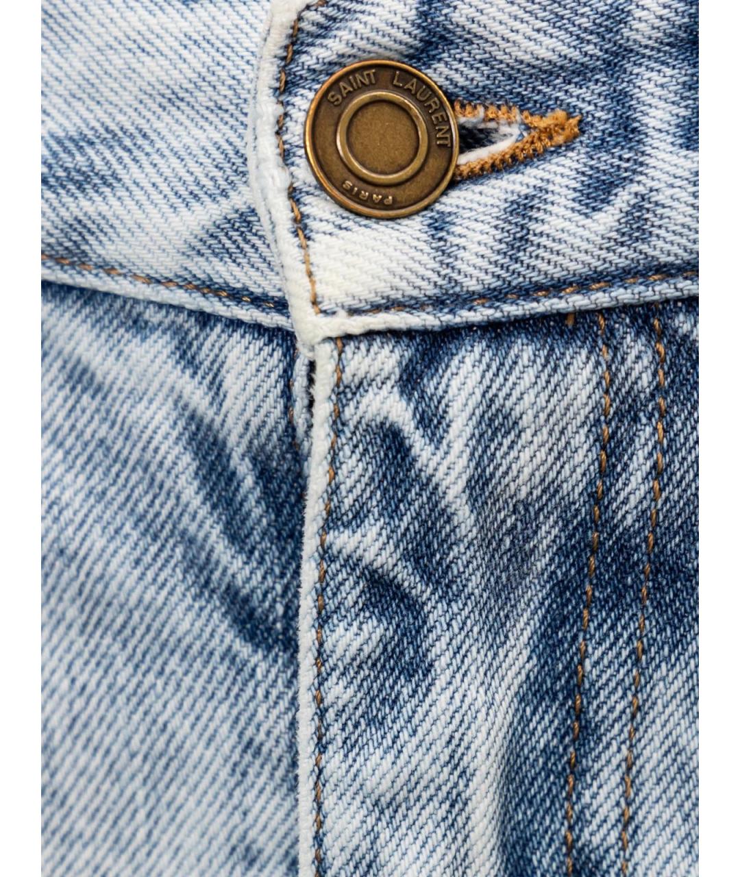 SAINT LAURENT Голубые хлопковые прямые джинсы, фото 3
